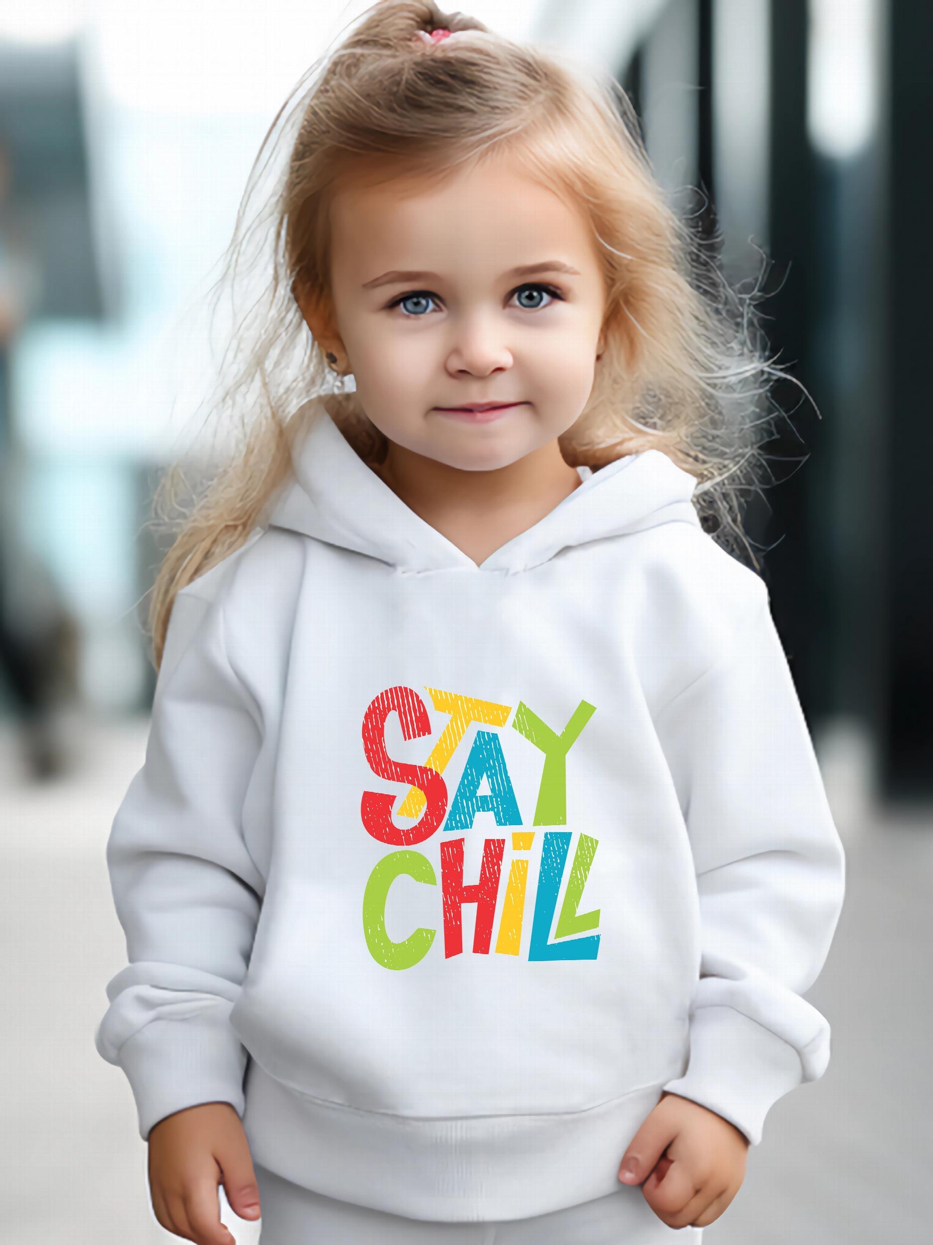 2pcs Stay Chill Print Outfits Girls Hoodies Jogger Pants Set