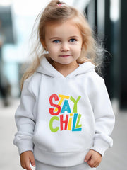 2pcs Stay Chill Print Outfits Girls Hoodies Jogger Pants Set
