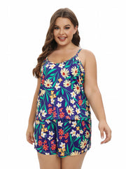 Floral Print Cami Top & Shorts Plus Size Pajama Set