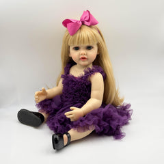 Enchanting Princess Doll Handcrafted Reborn Girl Blonde Wig Purple Gown