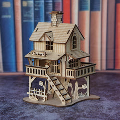 Wooden Forest Cabin 3D Puzzle Kit Yellow
