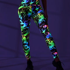 Splash Print Hip Lifting Sports Leggings Yoga Fitness Pants