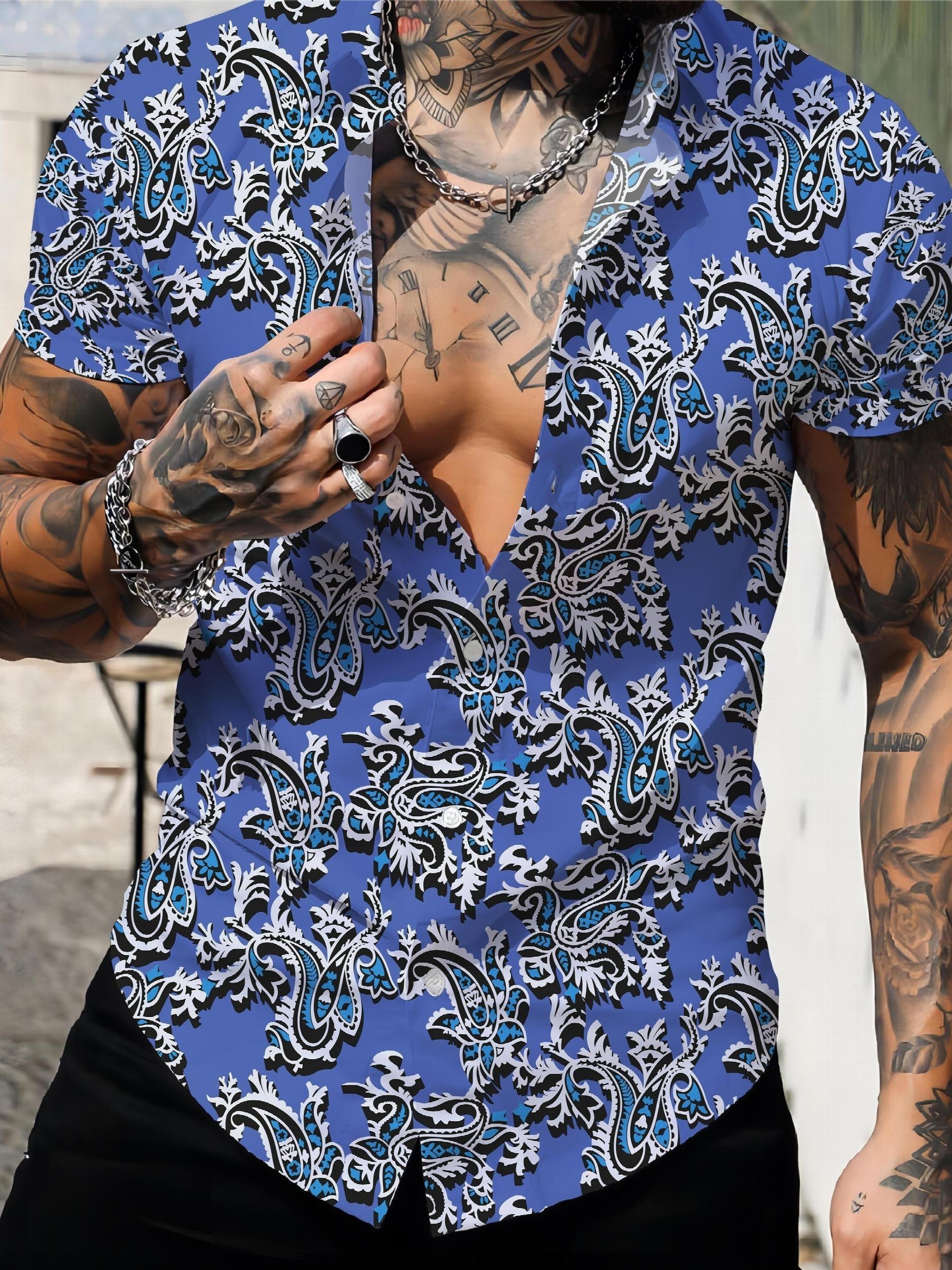 Paisley Pattern Men's Short Sleeve Shirt For Summer