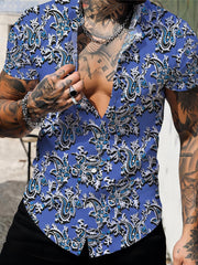Paisley Pattern Men's Short Sleeve Shirt For Summer