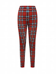Plaid Print Block Yoga Pants High Stretch Leggings