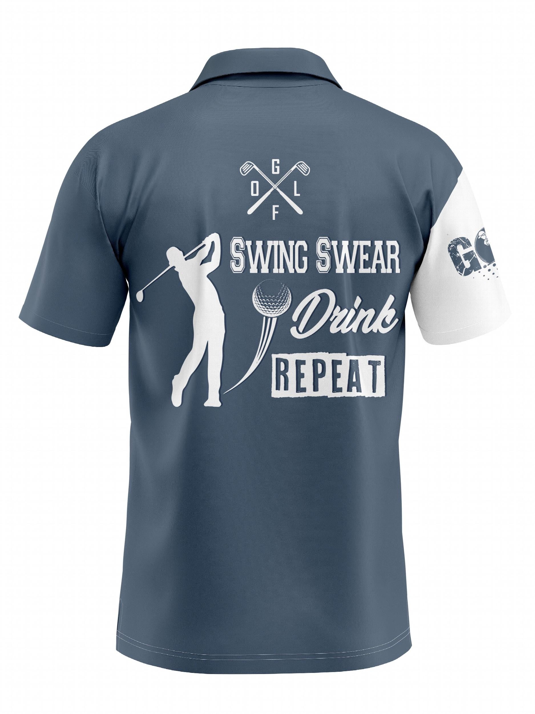Men's Casual Golf Print Short Sleeve Shirt