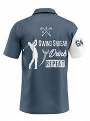 Men's Casual Golf Print Short Sleeve Shirt