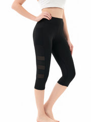 Mesh Patchwork Yoga Leggings High Waist With Pocket