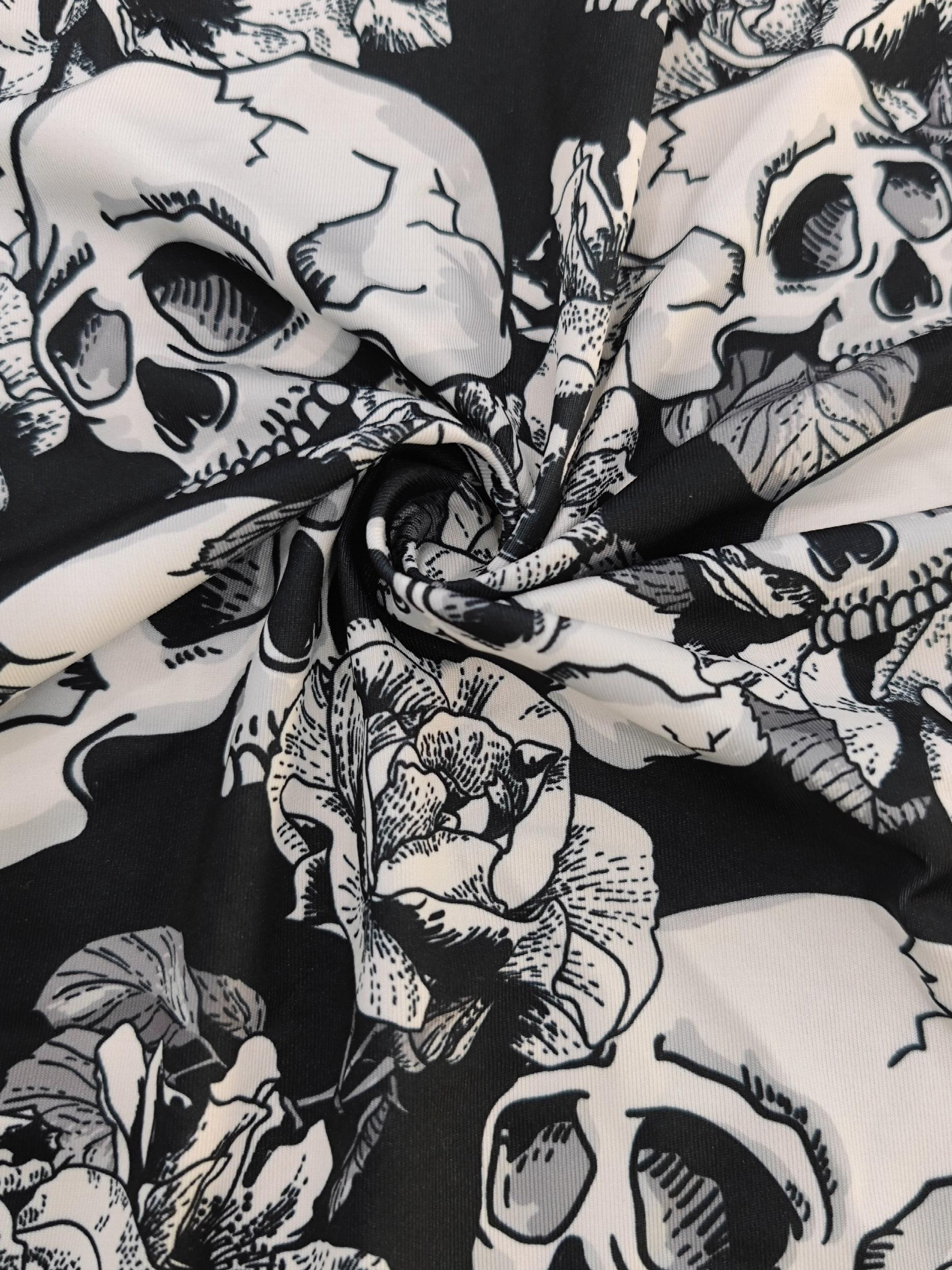 Skull Print Skinny Leggings Elastic Waist Stretchy Leggings