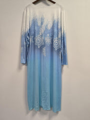Snowflake Print Long Sleeve Dress With Pockets