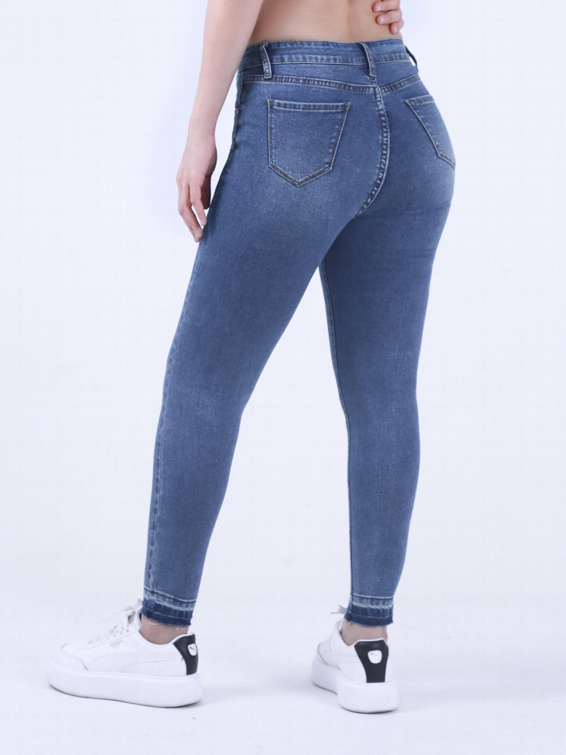 Women's Plus Washed Button Fly High Stretch Jeans