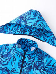 Boys Plant Print Lightweight Jacket with Detachable Hood