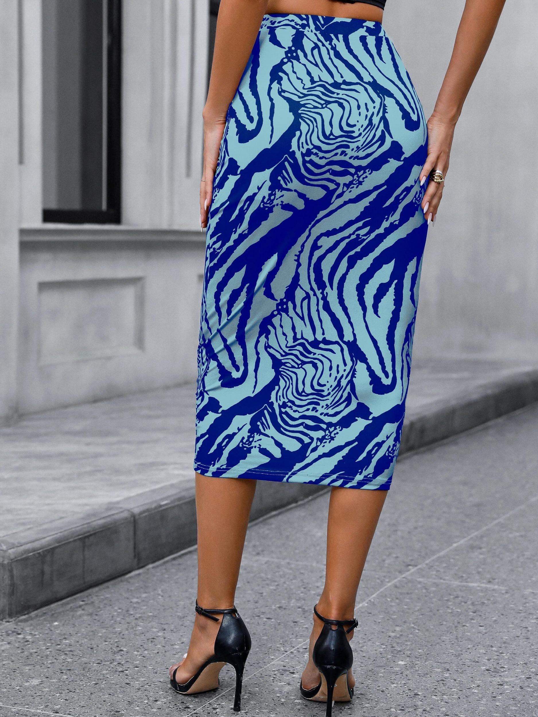 Print Elastic Waist Bodycon Skirt for Women