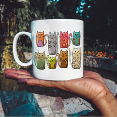 11oz Cat Pattern Ceramic Cup for Camping Picnic Travel