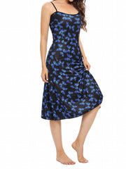 Butterfly Print Nightdress Casual Crew Neck Spaghetti Strap Sleep Dress
