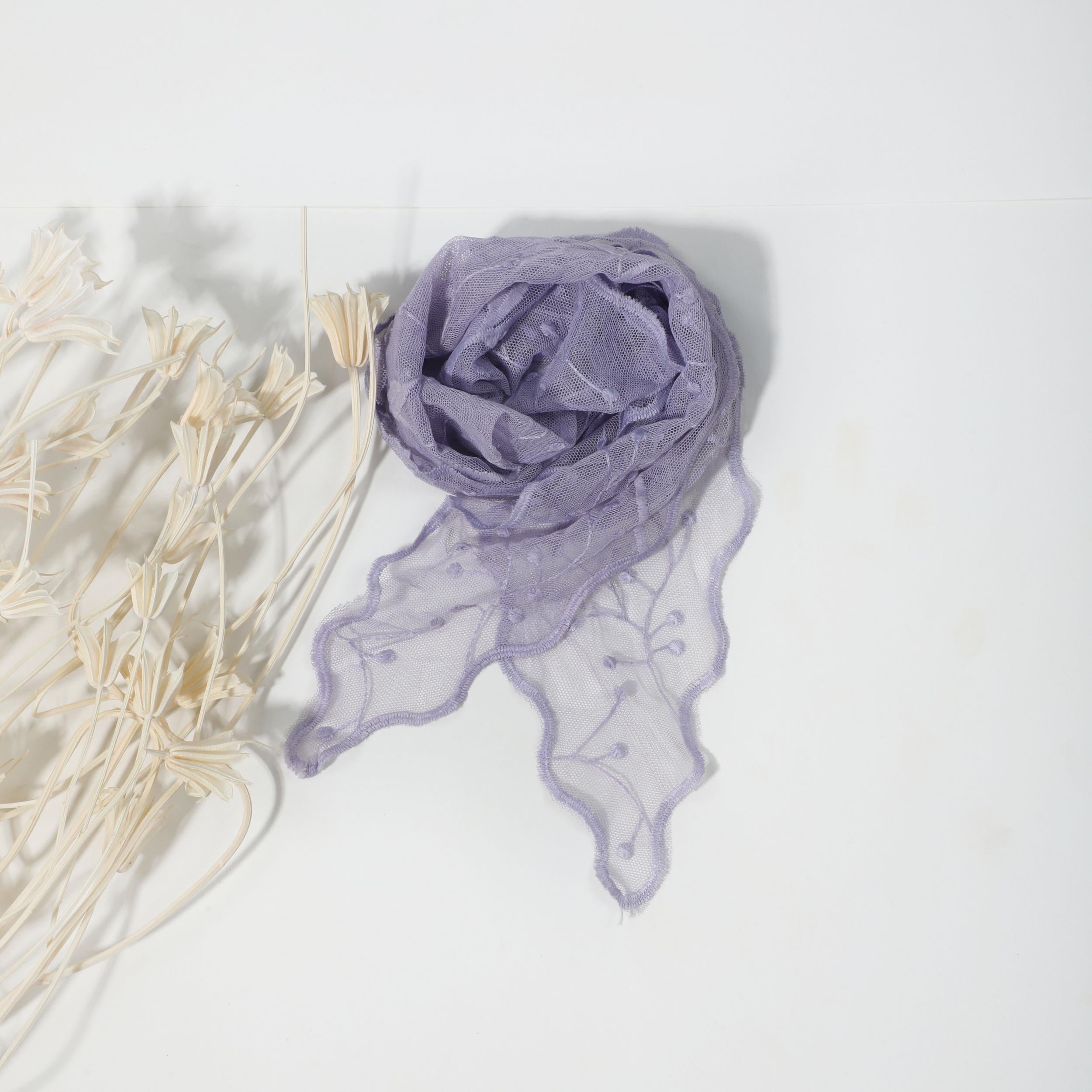 Embroidered Lace Triangle Scarf Mantilla Veil