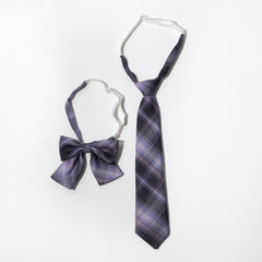 2pcs Purple Plaid Bow Tie Women Casual Neck Tie for Party Prom College Style