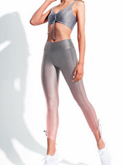 Yoga Sports Set Drawstring Crop Top & Slim Cropped Leggings Activewear