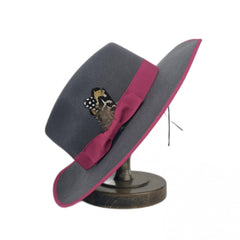 Men's Wide Brim Fedora Tweed Jazz Hat With Feather
