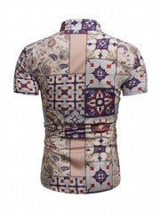 Boho Style Pattern Print Men s Casual Short Sleeve Shirt For Summer
