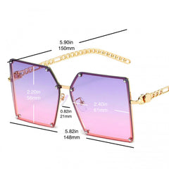 Square Sunglasses Rivet Decor Gradient Glasses UV400