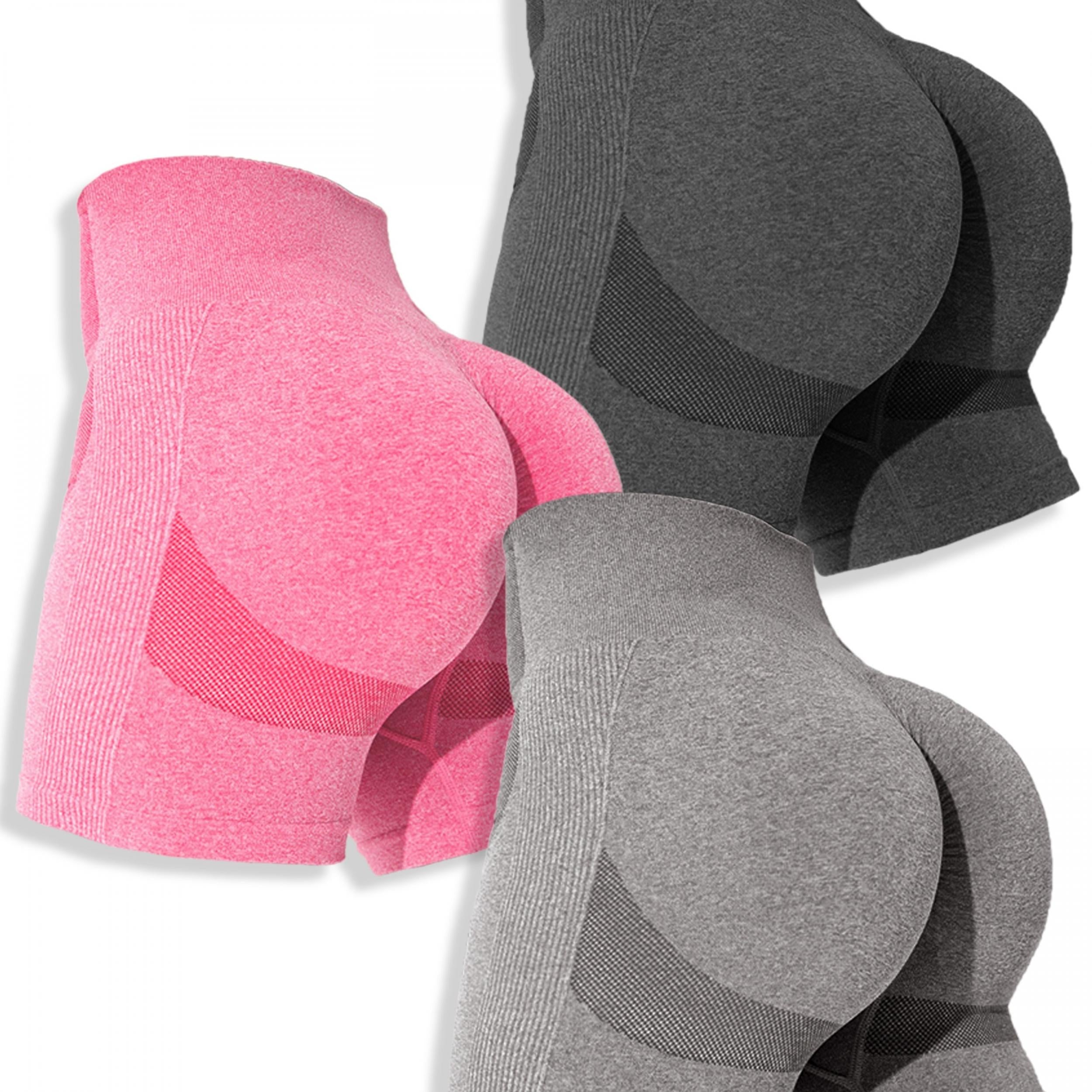 3pcs Seamless Yoga Shorts High Waist Sports Running Women's Activewear