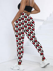 Heart & Spade Print Skinny Leggings Stretchy Women's Clothing
