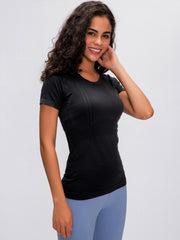 High Elastic Breathable Yoga Sports Short Sleeve T Shirt Women's Tops