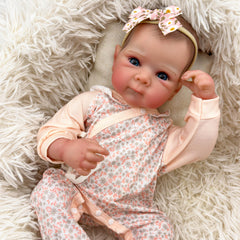 Realistic Reborn Youngsters Girl Doll Soft Vinyl Hand Drawn Hair & Floral Outfit