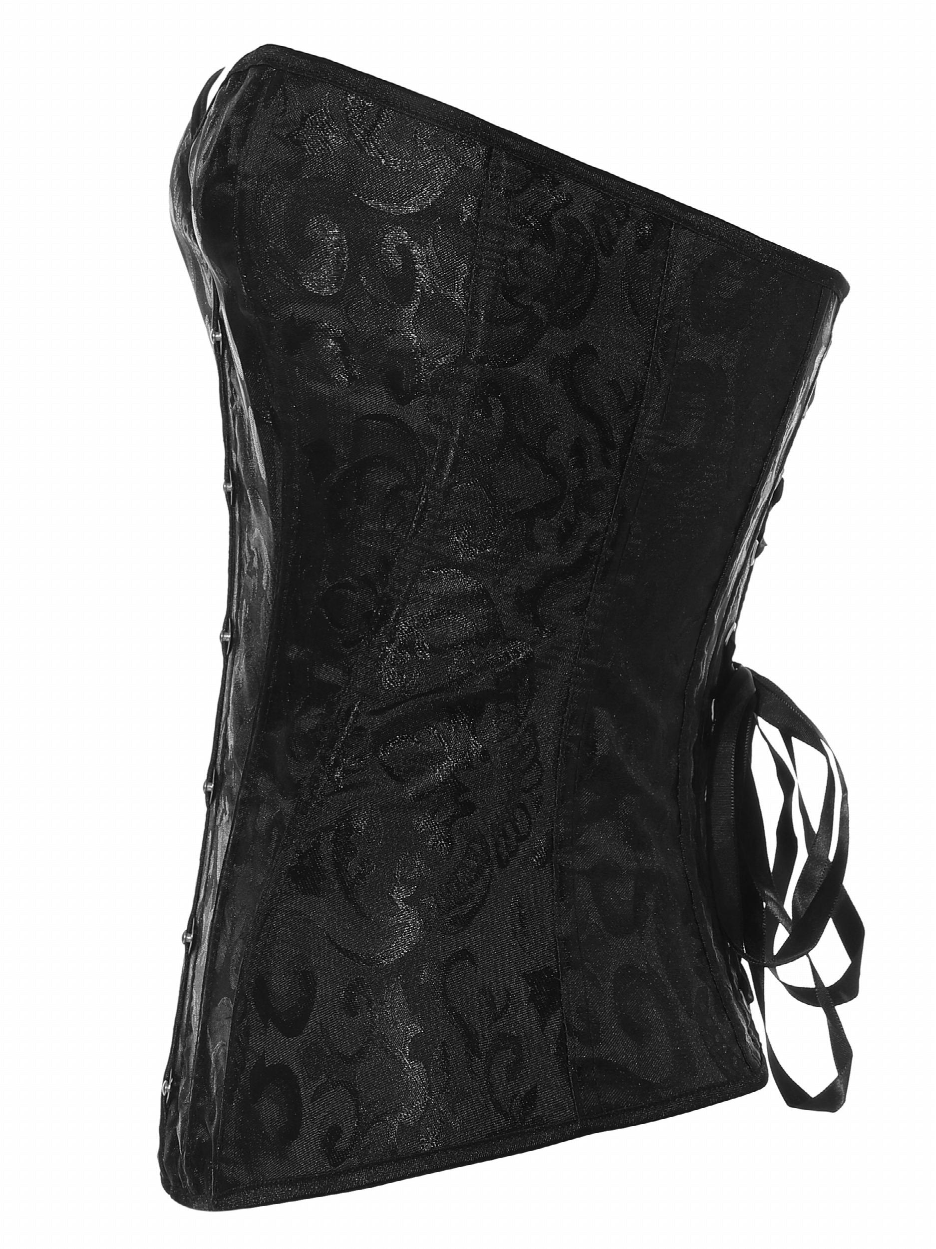 Jacquard Strapless Corset Bustier Lace Up Slimmer Body Shaper