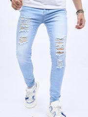 Distressed Knee Ripped Slim Fit Jeans