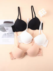 3 Sets Beaded Push Up Bra Anti sagging Everyday Lingerie