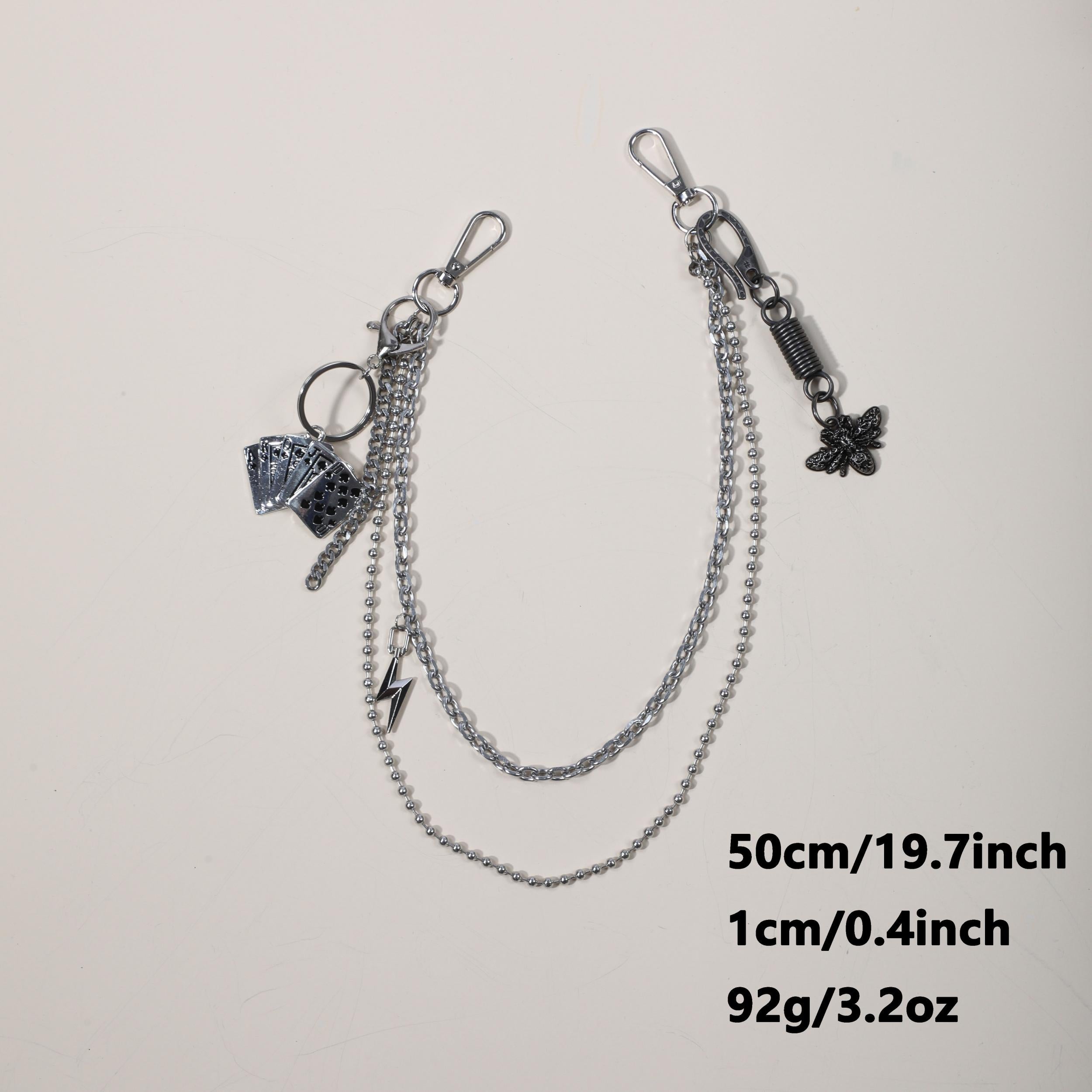 Unisex Hip hop Butterfly Cards Lightning Pants Chain