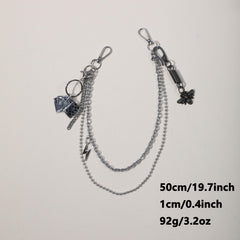 Unisex Hip hop Butterfly Cards Lightning Pants Chain