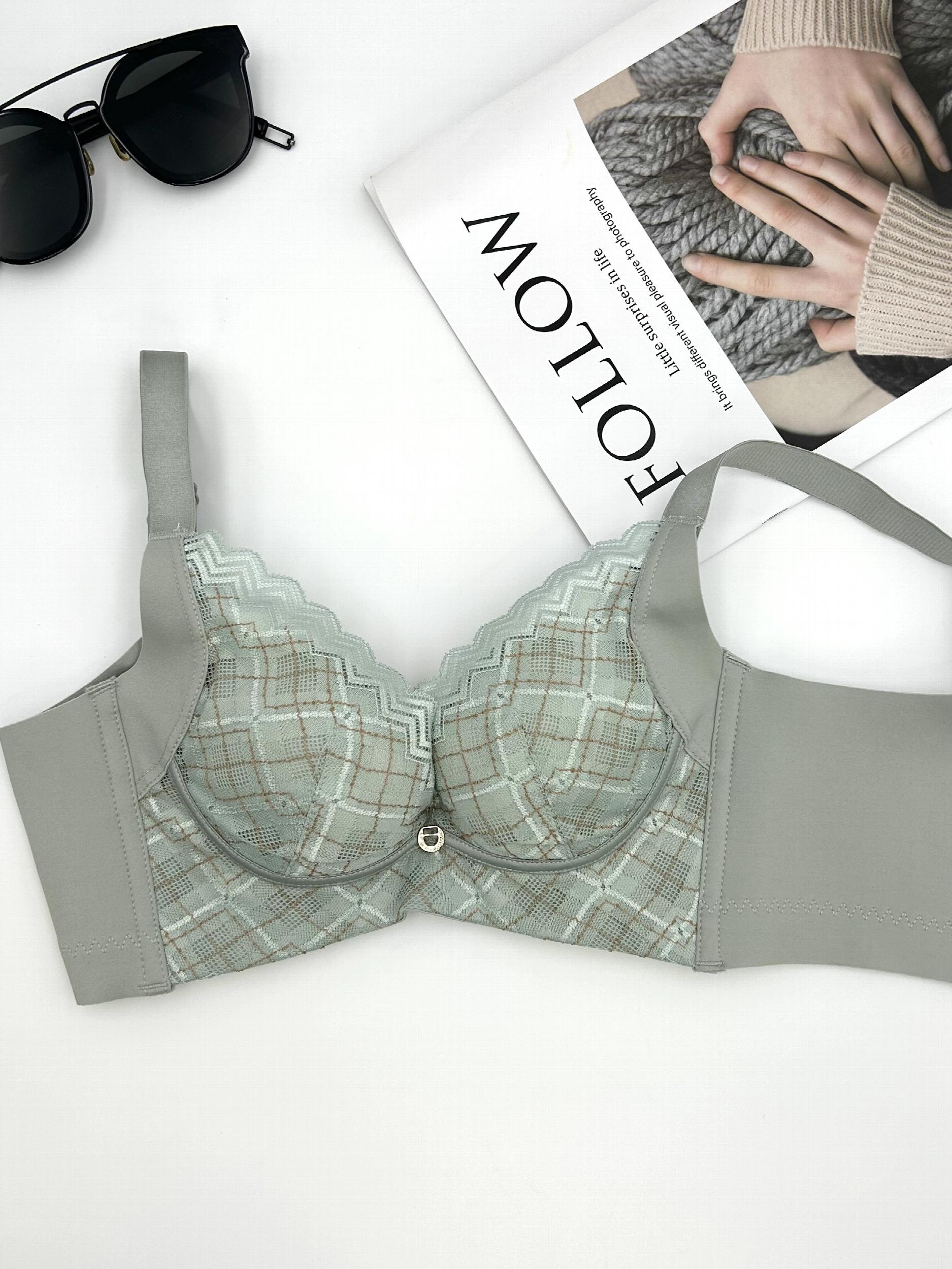 Plaid Lace Push Up Bra Breathable Intimates Women's Lingerie