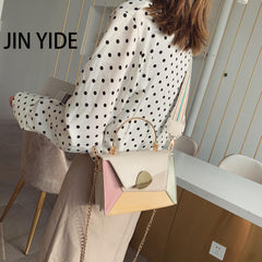 PU Leather Shoulder Messenger Bag Metal Handle Strap Casual Portable Bag