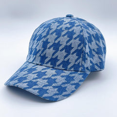 Houndstooth Baseball Cap Distressed Dad Hat Hip Hop Sun Hat