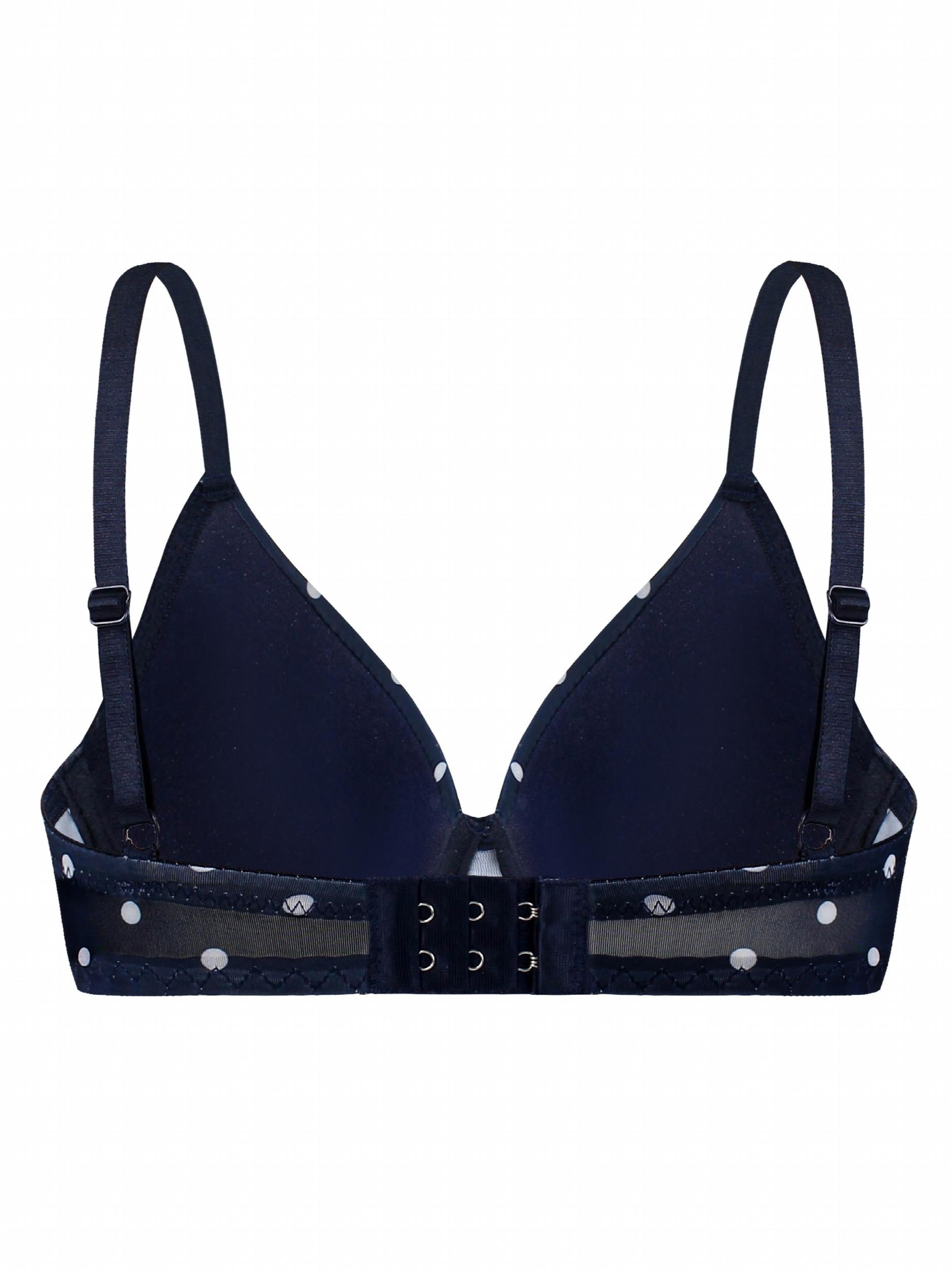 2pcs Polka Dot & Solid Push Up Bras Comfy & Breathable Women's Lingerie