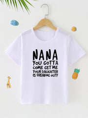 Boy's Funny Letter Print Short Sleeve T-shirt for Summer