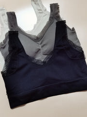 Comfy Lace Strap Wireless Bra Removable Padded Cami Top