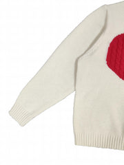 Heart Pattern Knitted Long Sleeve Sweater