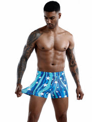 Quick Dry Star Print Board Shorts Men's Swimwear for Summer Beach