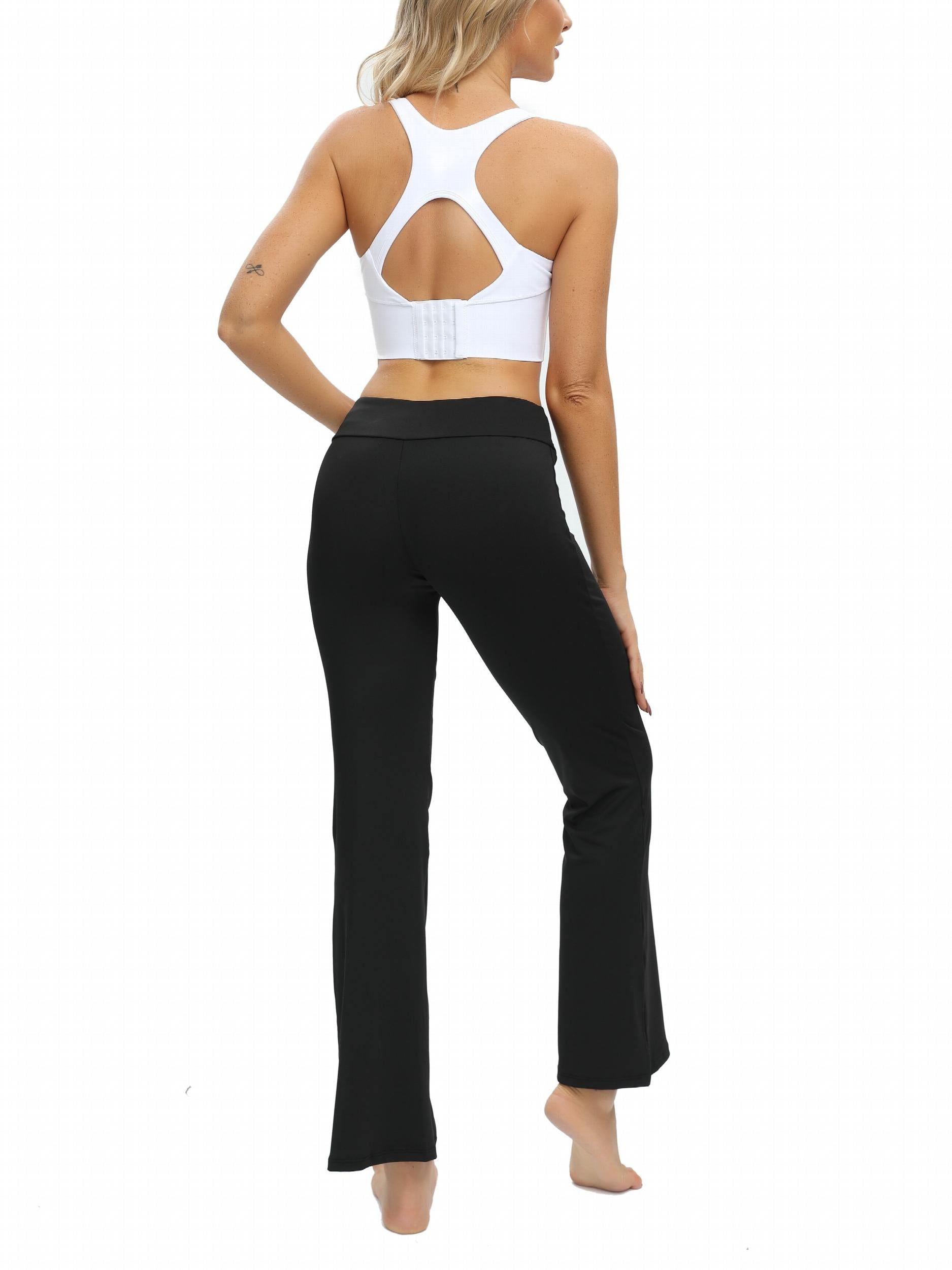 Solid Yoga Boot Cut Pants Quick Drying Flared Leg Sports Pants