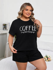 Women's Lounge Set Slogan Print Top & Shorts Pajama Set
