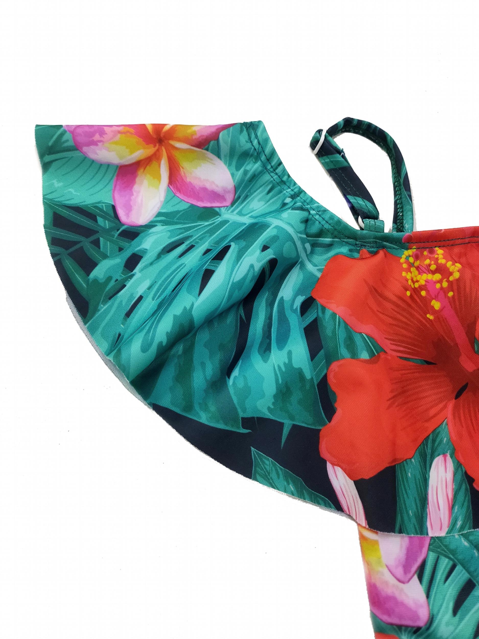 Toddler Girls Tropical Flowers One Piece Swimsuit