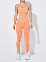 Solid Cami Sports Jumpsuit Sleeveless Yoga Fitness Bodysuit Women's Activewear