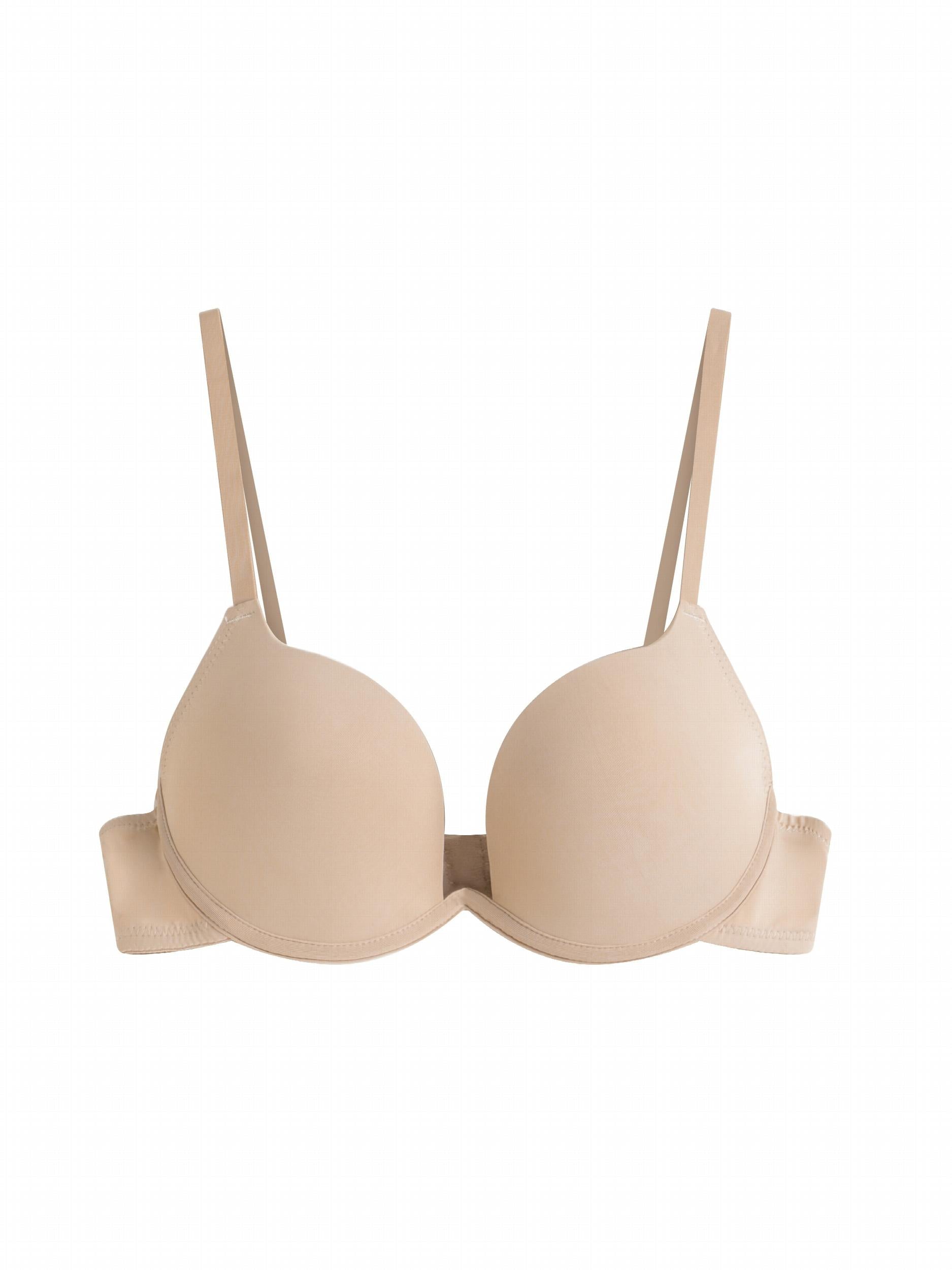 3pcs Solid T Shirt Bras Push Up Scoop Bra Women's Lingerie