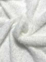 Solid Eyelash V-Neck Sweater Long Sleeve Jumper
