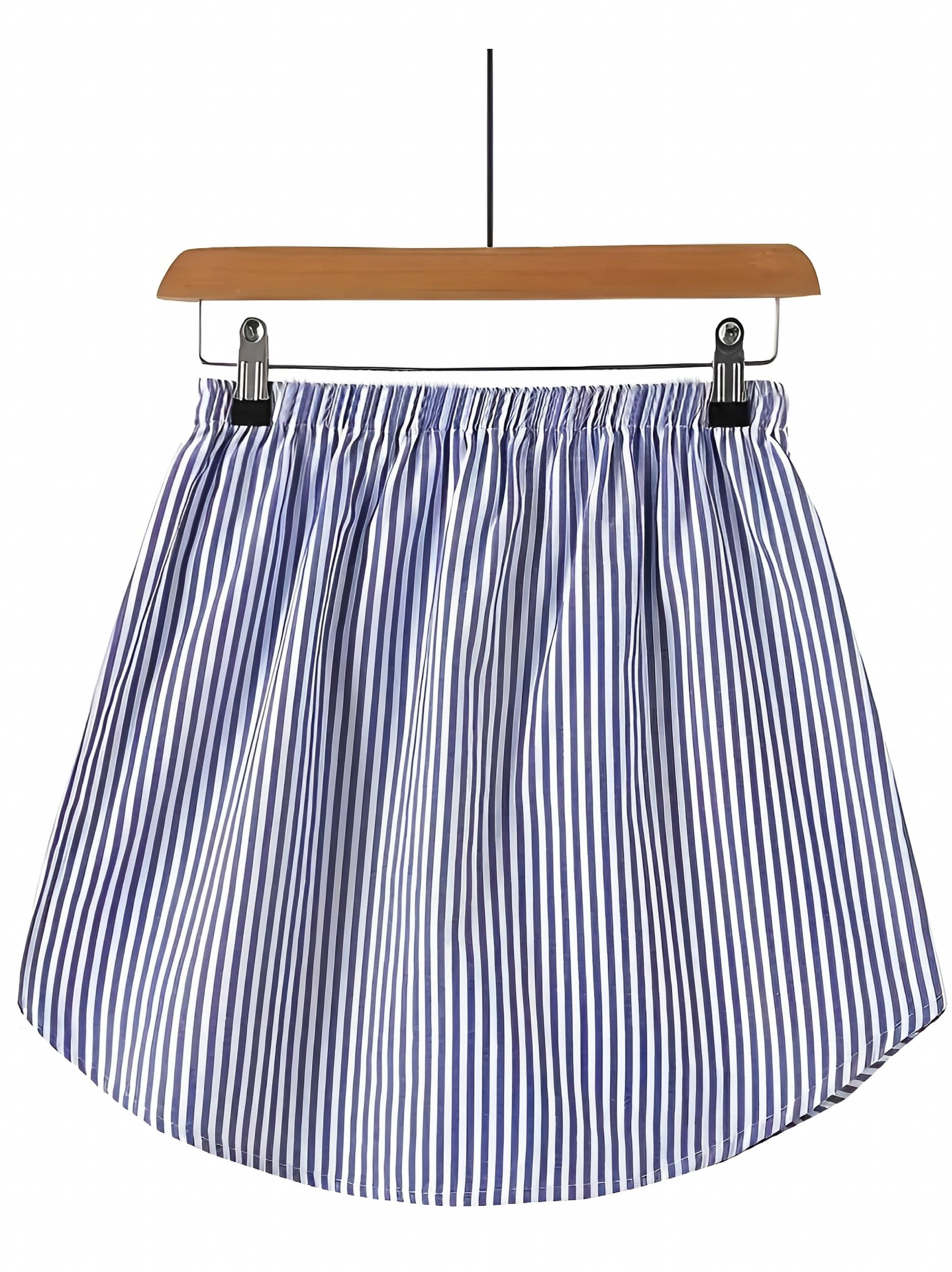 Stripe Print Asymmetrical Skirt Colorblock Casual Skirt