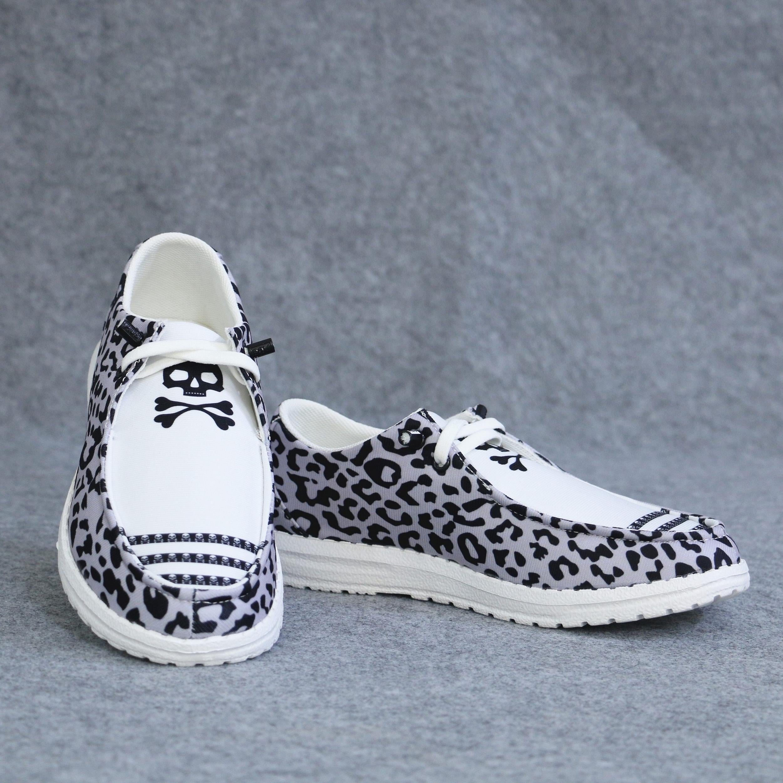 Leopard Print Walking Shoes Lightweight Sport Flat Shoes